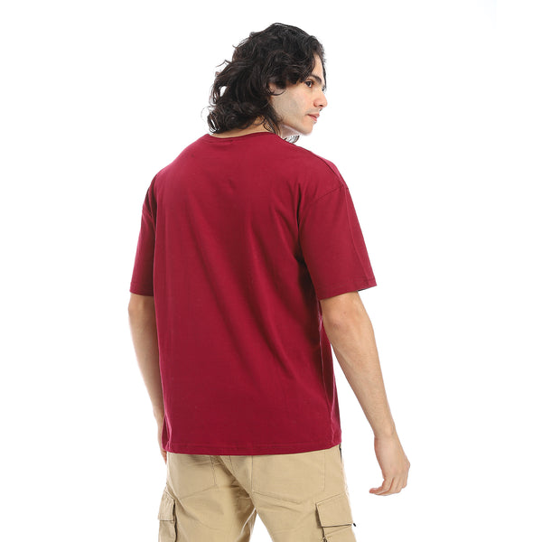 Wine_Red_Crew_Neck_Short_Sleeves_T-Shirt