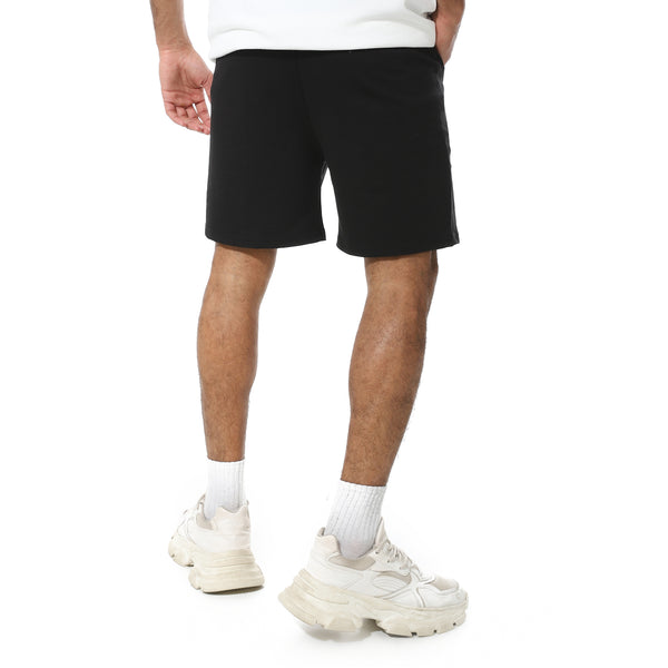 Black_Slash_Pockets_Elastic_Waist_Shorts-Black