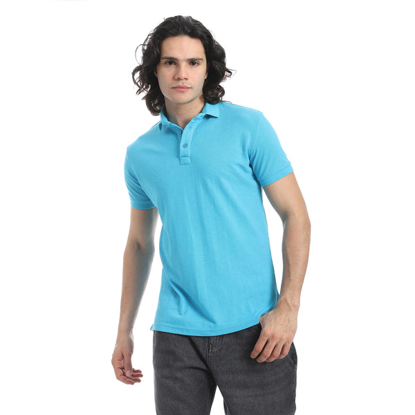 Turn_Down_Collar_Pique_Turquoise_Polo_Shirt