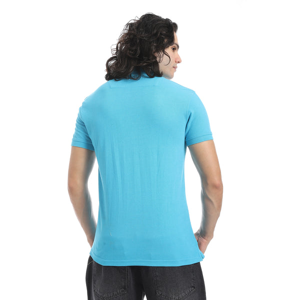 Turn_Down_Collar_Pique_Turquoise_Polo_Shirt