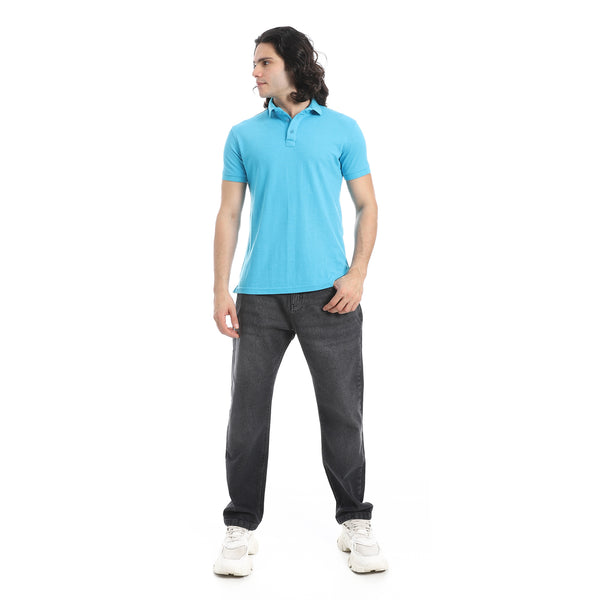 Turn_Down_Collar_Pique_Turquoise_Polo_Shirt