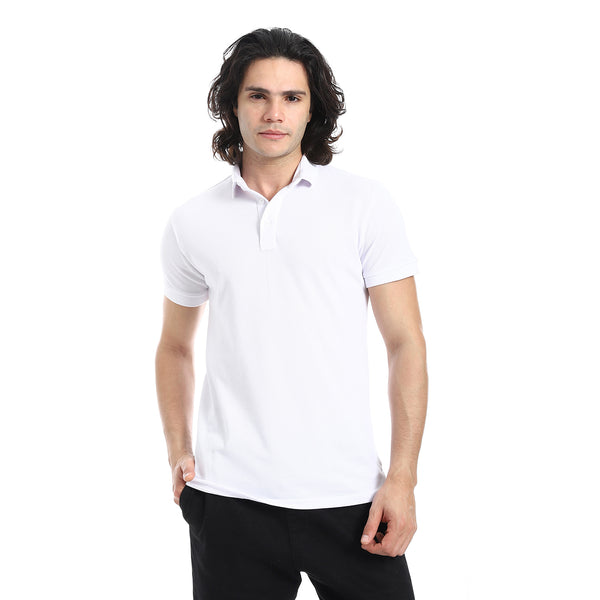 Pique_Pattern_Short_Sleeves_White_Polo_Shirt