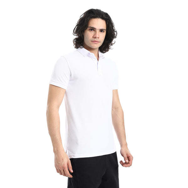 Pique_Pattern_Short_Sleeves_White_Polo_Shirt
