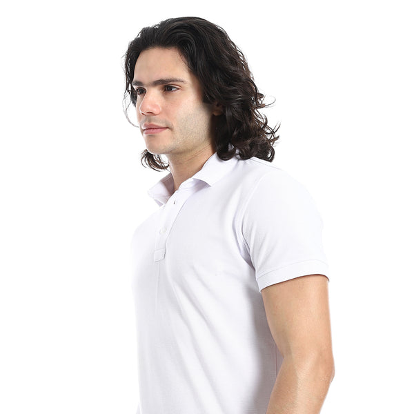 Pique_Pattern_Short_Sleeves_White_Polo_Shirt