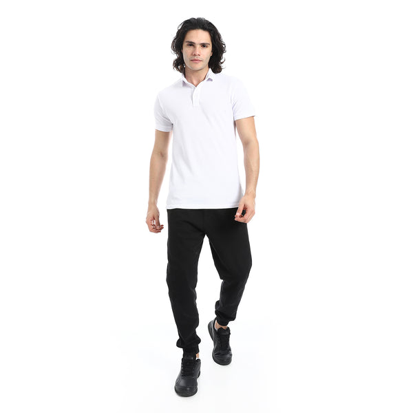 Pique_Pattern_Short_Sleeves_White_Polo_Shirt