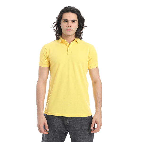 Turn_Down_Collar_Pique_Yellow_Polo_Shirt