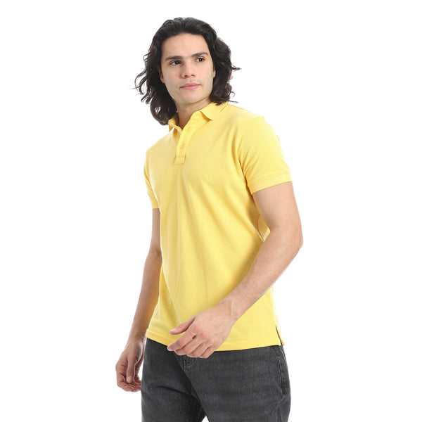 Turn_Down_Collar_Pique_Yellow_Polo_Shirt