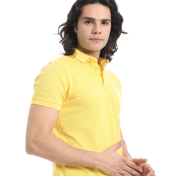 Turn_Down_Collar_Pique_Yellow_Polo_Shirt