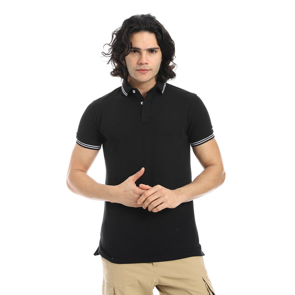 Elite_Stripe_Pique_Polo_Shirt_-_Black