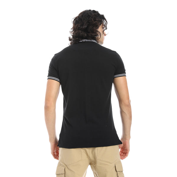 Elite_Stripe_Pique_Polo_Shirt_-_Black
