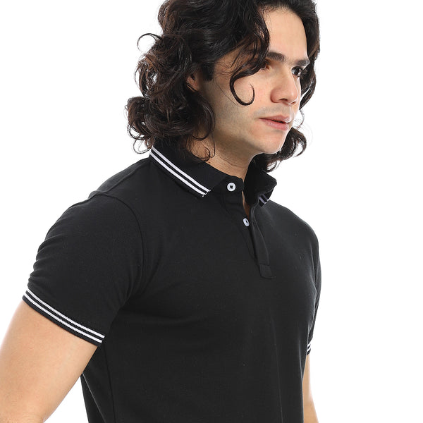 Elite_Stripe_Pique_Polo_Shirt_-_Black