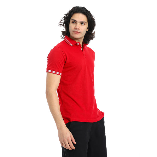 Elite_Stripe_Pique_Polo_Shirt_-_Red