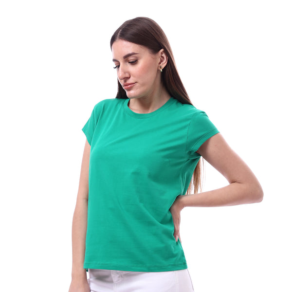 Woman_Solid_Tee_with_Half_Sleeves_-_Green