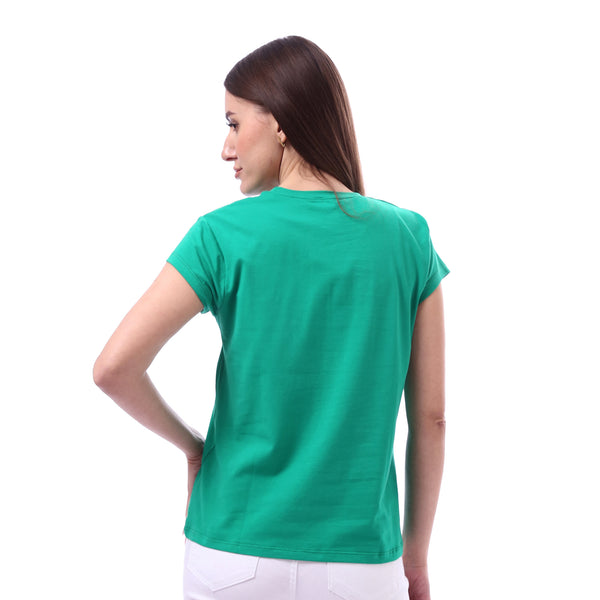 Woman_Solid_Tee_with_Half_Sleeves_-_Green