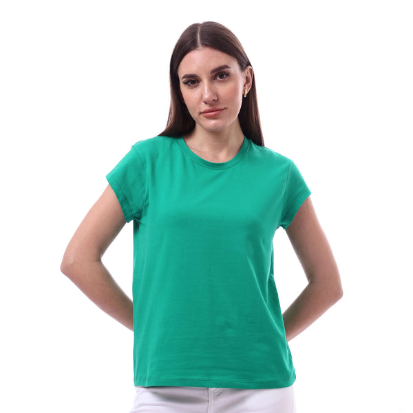 Woman_Solid_Tee_with_Half_Sleeves_-_Green