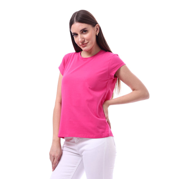 Woman_Solid_Tee_with_Half_Sleeves_-_Fuchsia
