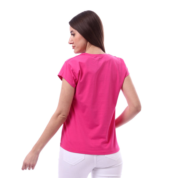 Woman_Solid_Tee_with_Half_Sleeves_-_Fuchsia