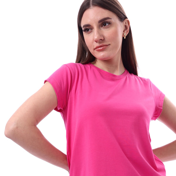 Woman_Solid_Tee_with_Half_Sleeves_-_Fuchsia