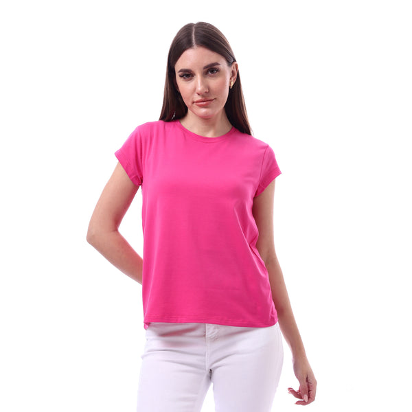 Woman_Solid_Tee_with_Half_Sleeves_-_Fuchsia