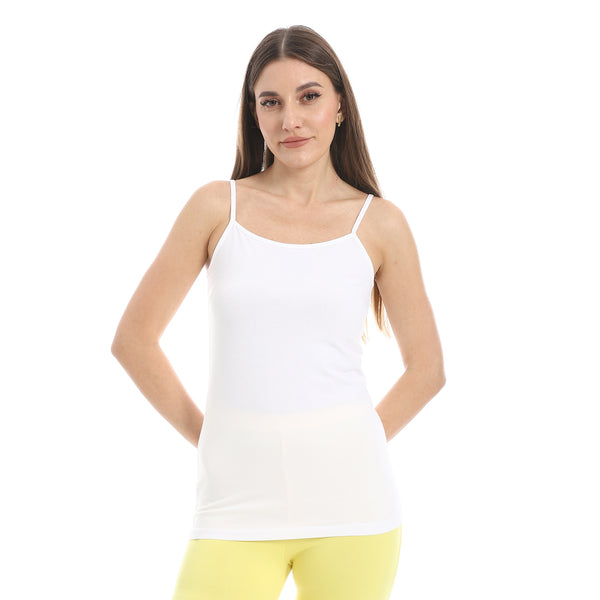 White_Spaghetti_Sleeves_Slip_On_Top