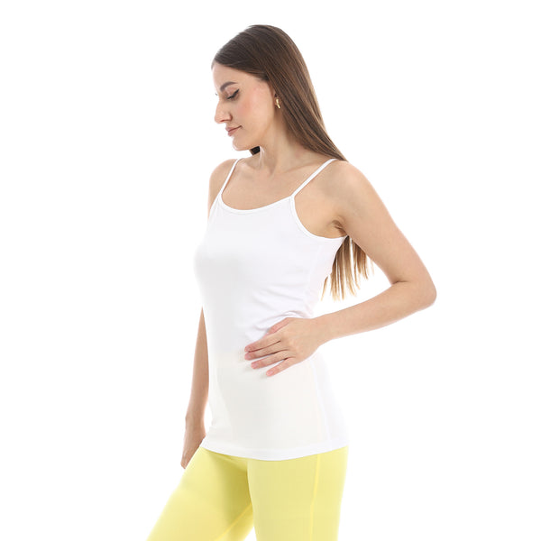 White_Spaghetti_Sleeves_Slip_On_Top