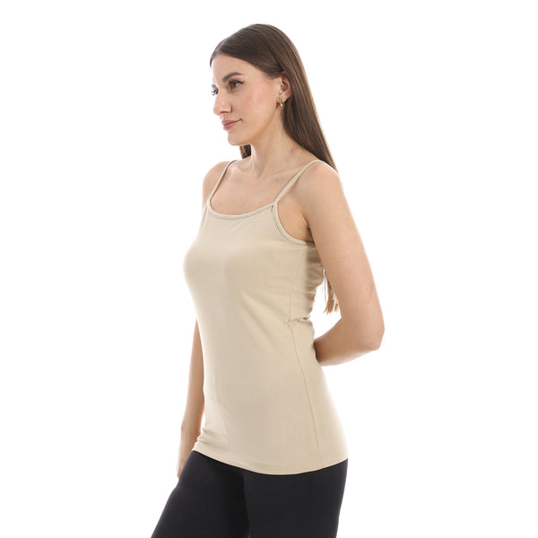 Beige_Spaghetti_Sleeves_Slip_On_Top