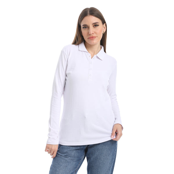 Pique_Patterned_White_Polo_Shirt