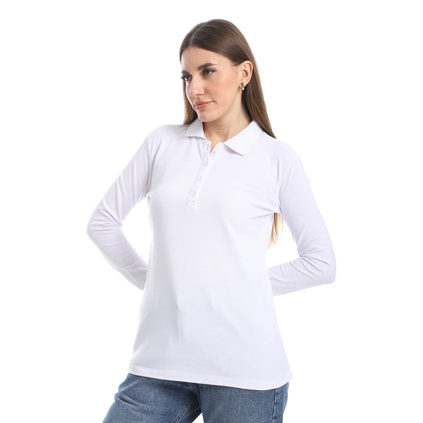 Pique_Patterned_White_Polo_Shirt