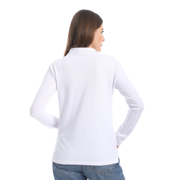 Pique_Patterned_White_Polo_Shirt