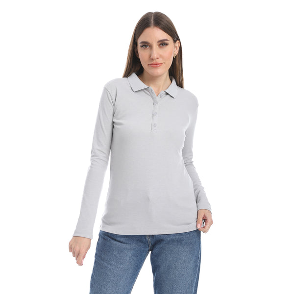 Pique_Patterned_Light_Grey_Polo_Shirt