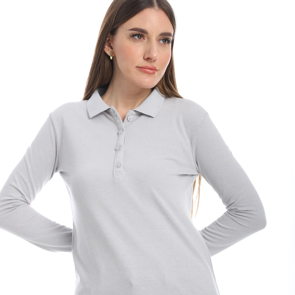 Pique_Patterned_Light_Grey_Polo_Shirt