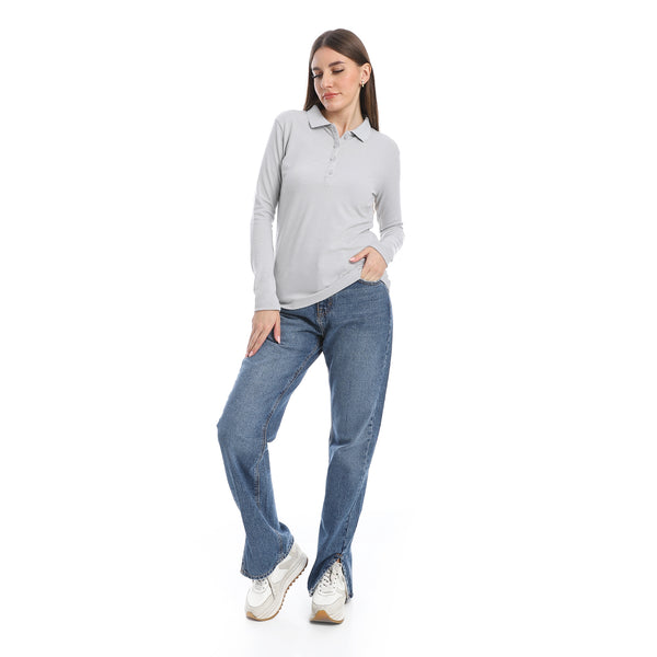 Pique_Patterned_Light_Grey_Polo_Shirt