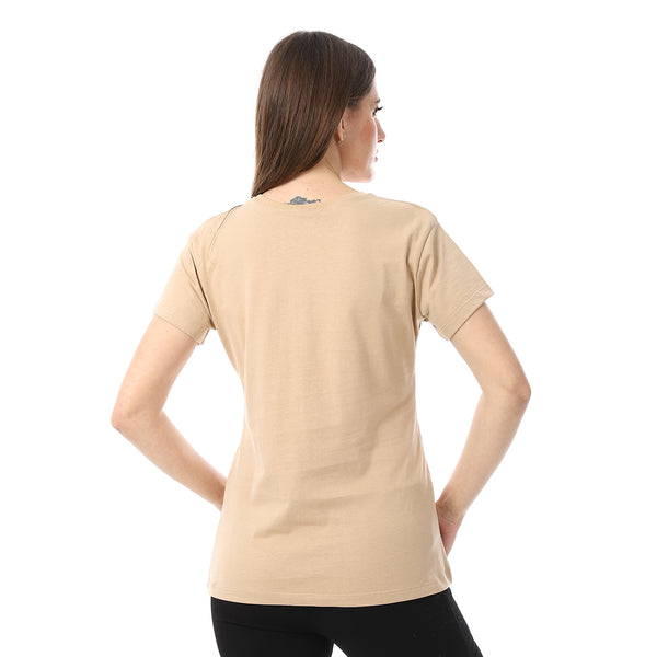Beige_Plain_Cotton_Short_Sleeves_T-Shirt