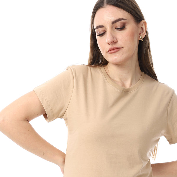 Beige_Plain_Cotton_Short_Sleeves_T-Shirt