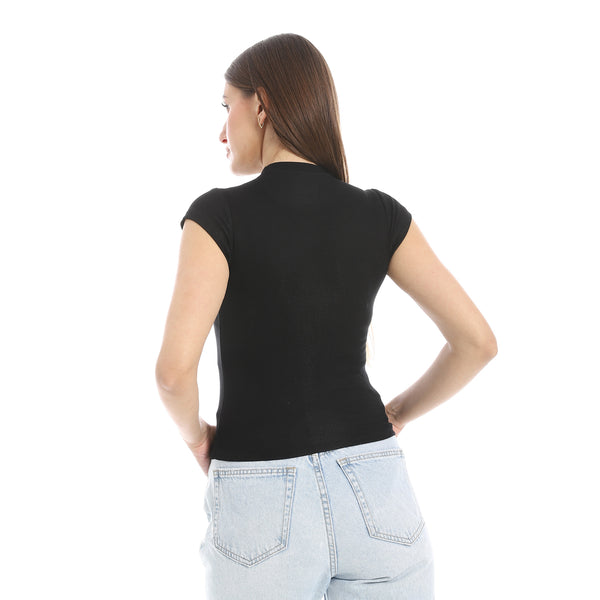 Cap_Sleeves_Crew_Neck_Black_Top