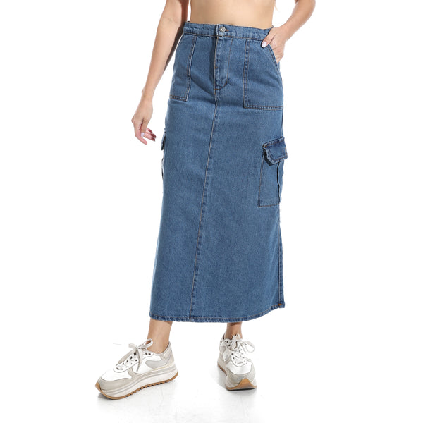 Maxi_Slim_One_Button_Closure_Denim_Skirt_-_Blue