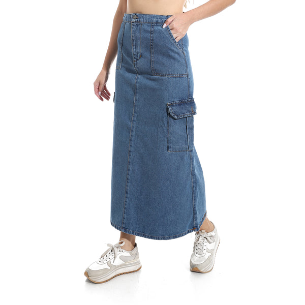 Maxi_Slim_One_Button_Closure_Denim_Skirt_-_Blue