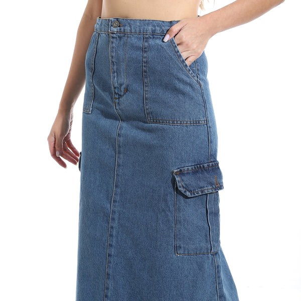 Maxi_Slim_One_Button_Closure_Denim_Skirt_-_Blue