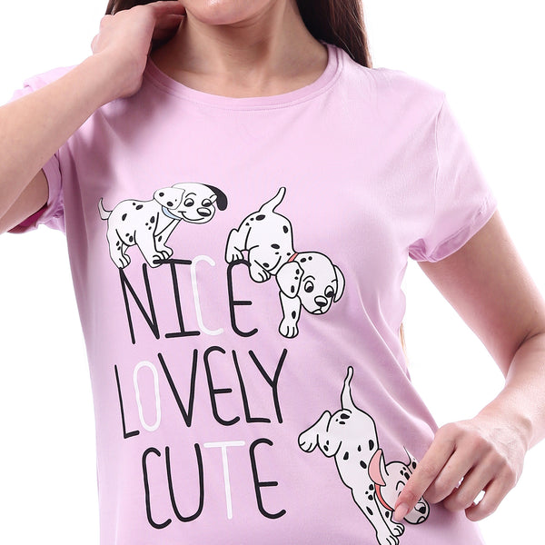 Printed_Pattern_Short_Sleeves_Sleep_Dress_-_Pink