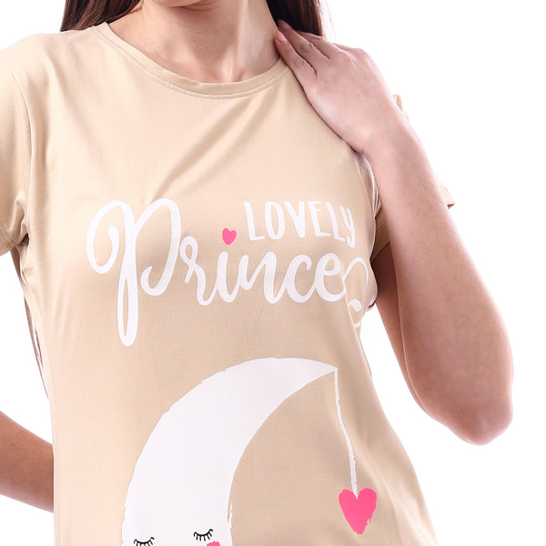 Printed_Pattern_Short_Sleeves_Sleep_Dress_-_Beige