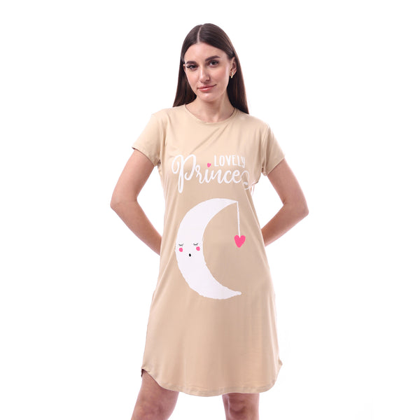 Printed_Pattern_Short_Sleeves_Sleep_Dress_-_Beige