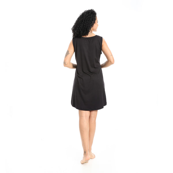 Printed_Sleeveless_Nightgown_-_Black