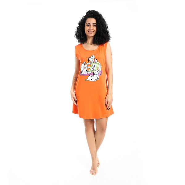 Printed_Sleeveless_Nightgown_-_Orange