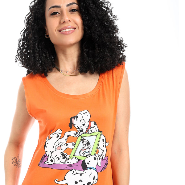 Printed_Sleeveless_Nightgown_-_Orange