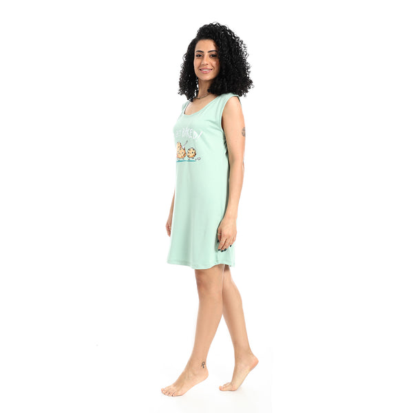 Printed_Sleeveless_Nightgown_-_Greenish