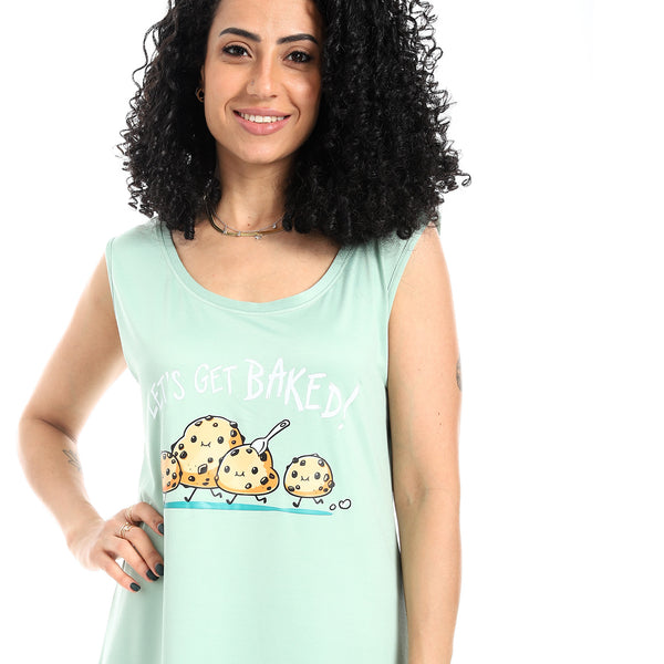 Printed_Sleeveless_Nightgown_-_Greenish