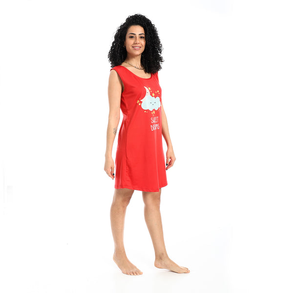Printed_Sleeveless_Nightgown_-_Red