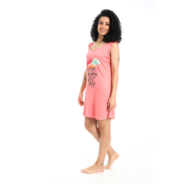 Printed_Sleeveless_Nightgown_-_Salmon_Pink
