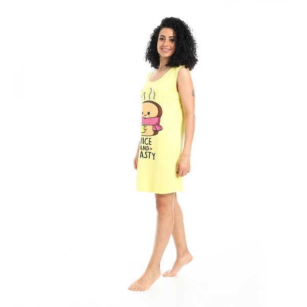 Printed_Sleeveless_Nightgown_-_Yellow