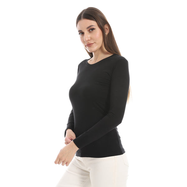 Round_Neck_Slip_On_Black_Basic_Top